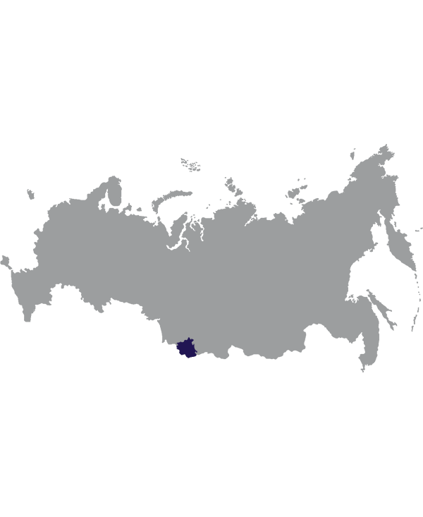 Landkaart Rusland grijs met republiek Altaj donkerblauw op transparante achtergrond - 600 * 733 pixels